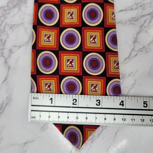 Kangol Kangaroo Silk Colorful Geometric Patterned Tie Men's Necktie - Picture 6 of 6